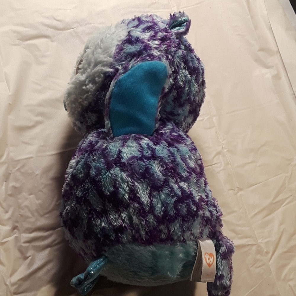 •Ty Beanie Boo Oscar the purple wise owl with shimmery Big eyes and toes 10.5in - Picture 6 of 11